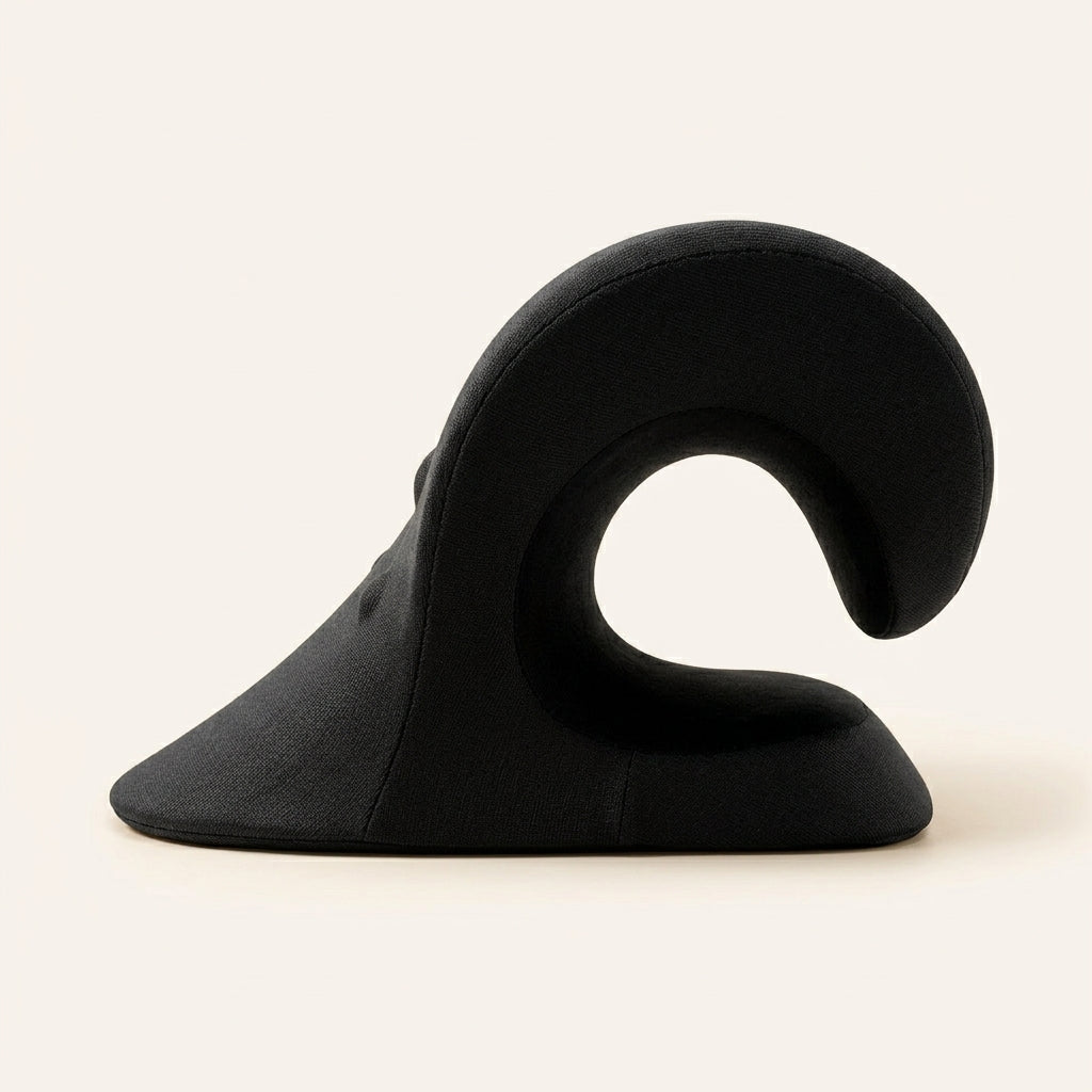 Vue de profil du coussin NUOKA montrant la courbe en C et l'angle de traction douce